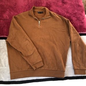 ASOS DESIGN BROWN ZIP-UP SWEATSHIRT